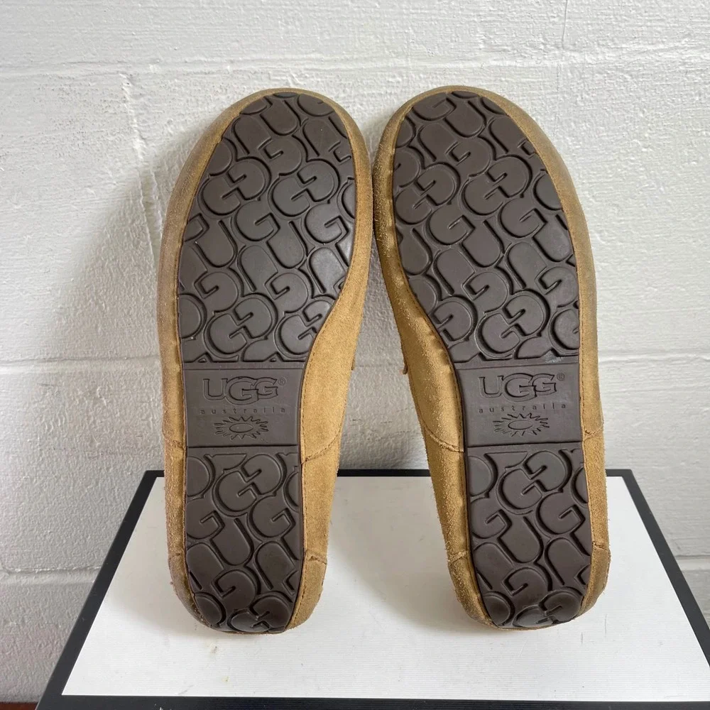 UGG Australia Ascot Brown Suede Shearling Moccasin‎ Slippers Men's 11 US/10 UK